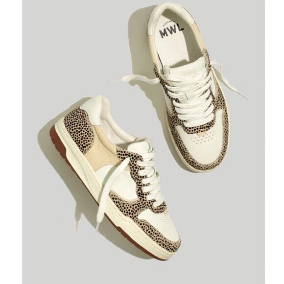 Madewell Shoes - MADEWELL MWL Court Sneakers in Leather & Calf Hair White, Brown, Tan Women’s 7.5